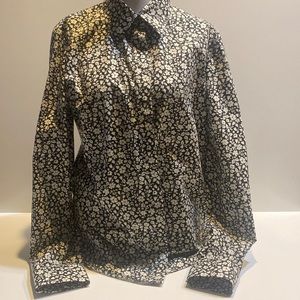 Michael Kors Collection black/white button down blouse